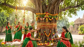 हरियाली तीज पर वृक्षों की पूजा का धार्मिक महत्व (Picture Credit: AI Generated)