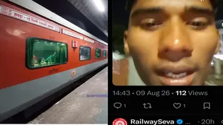 हावड़ा-नई दिल्ली राजधानी एक्सप्रेस और जीजेपी का स्वयंसेवक सचिन। (फोटो साैजन्य)