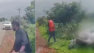 तेज रफ्तार कार ग्रामीण सड़क पर बेकाबू होकर पलटी