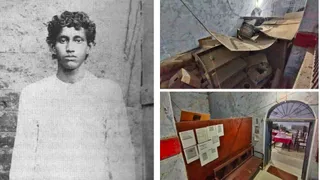 बलिदानी खुदीराम बोस की फाइल फोटो। मुजफ्फरपुर जिला खनन कार्यालय में रखा कठघरे का अवशेष (ऊपर) व मुजफ्फरपुर जिला खनन कार्यालय जहां हुई थी खुदीराम बोस के मुकदमे की सुनवाई। जागरण