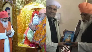 डेरे में पहुंचे पीएम नरेंद्र मोदी व विपक्ष के नेता राहुल गांधी।