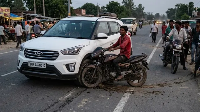 प्रयागराज में क्रेटा रोकने पर बवाल, कार में फंसकर 1 KM तक घिसटा युवक; बाजार में मची अफरातफरी
