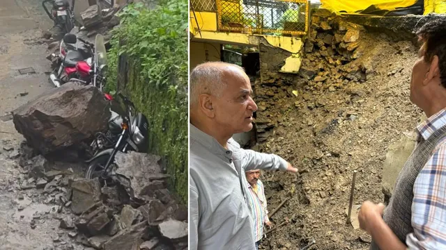 शिमला में भारी बारिश व भूस्खलन से खतरे में भवन, 6 वाहन मलबे में दबे, सड़क पर पत्थर गिरने से यातायात प्रभावित
