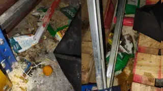 बेंगलुरु में जेप्टो के वेयरहाउस में गंदगी का अंबार।