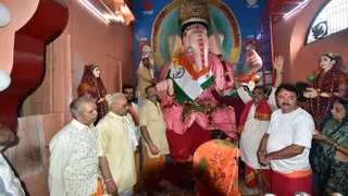 बड़े गणेश मंदिर में तिथि अनुसार स्वतंत्रता दिवस मनाया गया। (फोटो- जागरण)