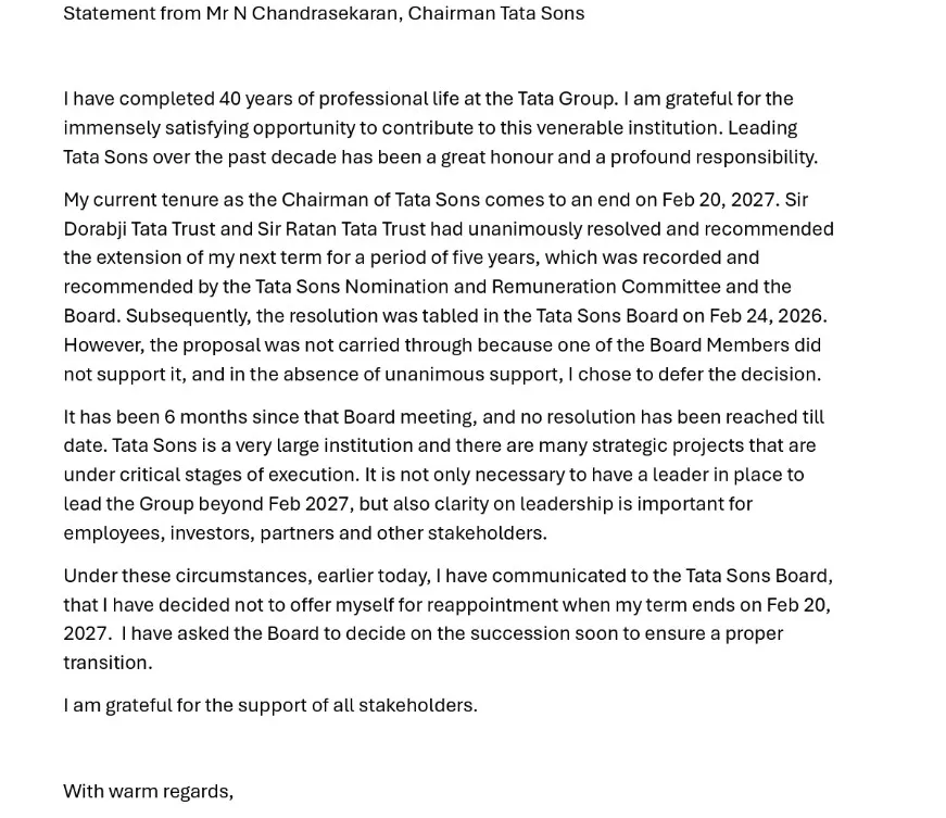 n chandra letter