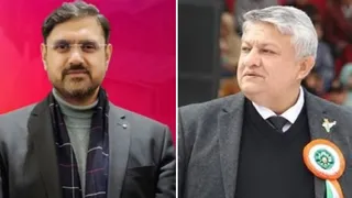 परिवहन मंत्री सतीश शर्मा और परिवहन आयुक्त विशेष पाल महाजन