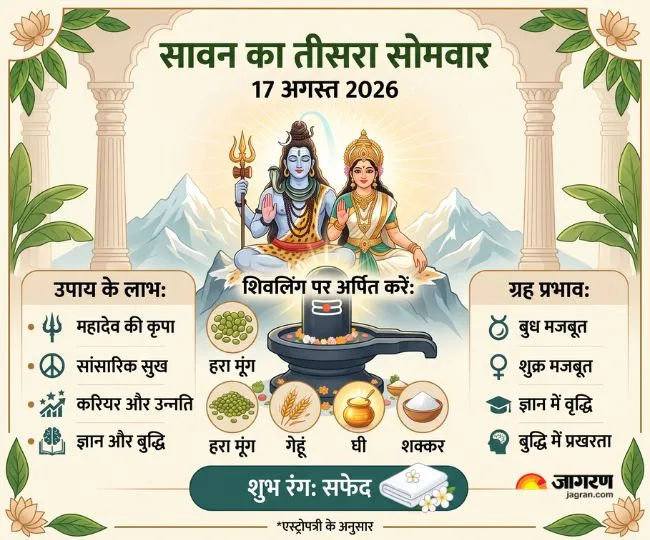 sawan third somwar 17 august 2026 lord shiva puja vidhi special remedies and auspicious color