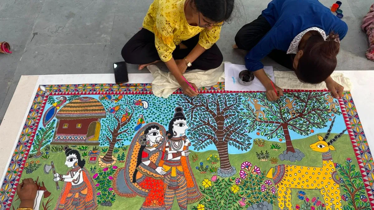 longest canvas mithila painting world record 1