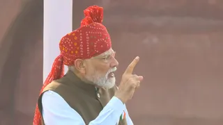 लाल किले से पीएम मोदी का संबोधन (फोटो- ANI)