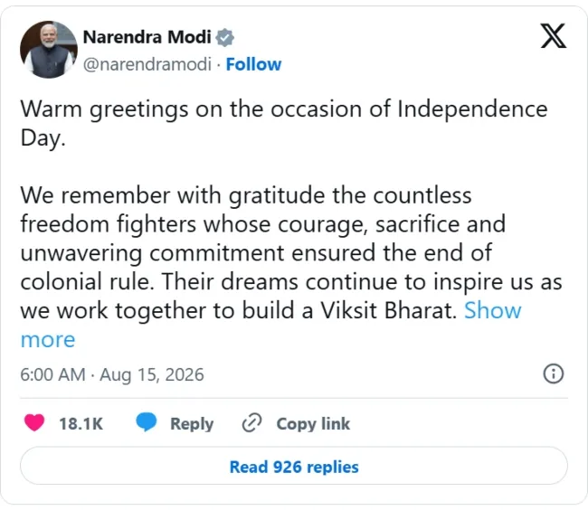 modi post on independance day