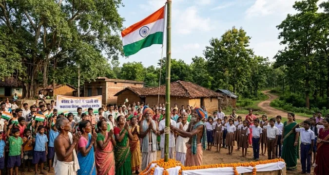 बस्तर के 90 से अधिक गांवों में पहली बार फहराया तिरंगा, माओवाद से मिली आजादी का मनाया गया जश्न