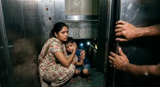 गुरुग्राम में सोसायटी की लिफ्ट में 15 मिनट तक फंसा रहा बच्चा। (एआई जेनरेटेड इमेज)
