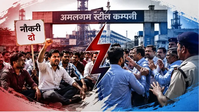कांड्रा में अमलगम स्टील गेट पर हंगामा: अनुकंपा नौकरी की मांग पर धरना, JLKM कार्यकर्ताओं और सुरक्षाकर्मियों में भिड़ंत
