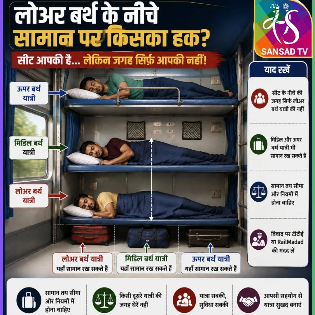 🚆 लोअर बर्थ के नीचे सामान रखने को लेकर होता है झगड़ा जानिए रेलवे के नियमों में क्या है असली बात