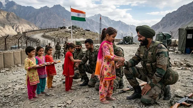सीमाओं पर तैनात जवानों के लिए नन्हे-मुन्नों ने बनाई राखियां। एआई जेनरेटेड तस्वीर।
