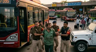 डीटीसी बस चालक बनकर छिपा भगोड़ा कमल आनंद विहार से गिरफ्तार। (एआई जेनरेटेड इमेज)