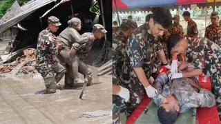 नेपाल में बाढ़ के बाद राहत राहत बचाव कार्य में जुटी जवान। फोटो-इंटरनेट मीडिया