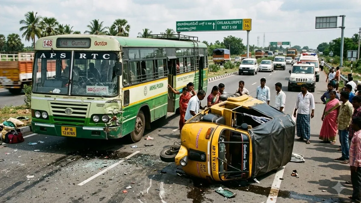 आंध्र प्रदेश: विजयवाड़ा से तिरुपति जा रही बस ने ऑटो को मारी टक्कर, एक ही गांव के 7 लोगों की मौत
