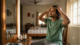 बालों का झड़ना कम करने के लिए हेयर ऑयल (AI Generated Image)