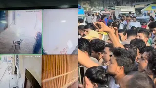 सीसीटीवी फुटेज में बच्ची को ले जाता हत्यारोपी व ग्रेटर नोएडा हल्द्वानी मोड़ पर प्रदर्शन करते लोग। (वीडियो ग्रैब)