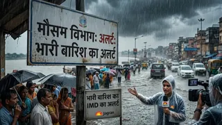 वाराणसी और पूर्वांचल में भारी बारिश का येलो अलर्ट, अगले सप्ताह बढ़ेगी चुनौती। (AI Image)