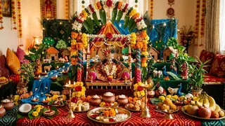 जन्माष्टमी पर घर में कृष्ण झांकी बनाने के DIY टिप्स (Image Source: AI Generated)