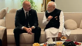 पीएम नरेन्द्र मोदी की अजरबैजान के राष्ट्रपति इल्हाम अलीयेव से मुलाकात।