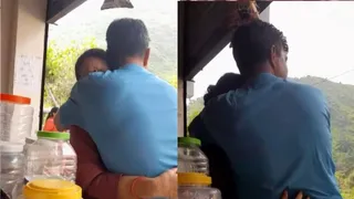 अपने परिजनों से मिलते सुंदरनगर के ज्ञानी सिंह। फोटो जागरण