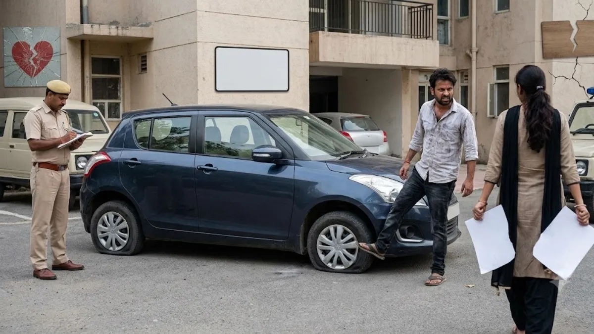 पत्नी ने दी तलाक की अर्जी तो बौखलाया पति, गुस्से में सास की कार के चारों टायर किए पंचर; FIR दर्ज