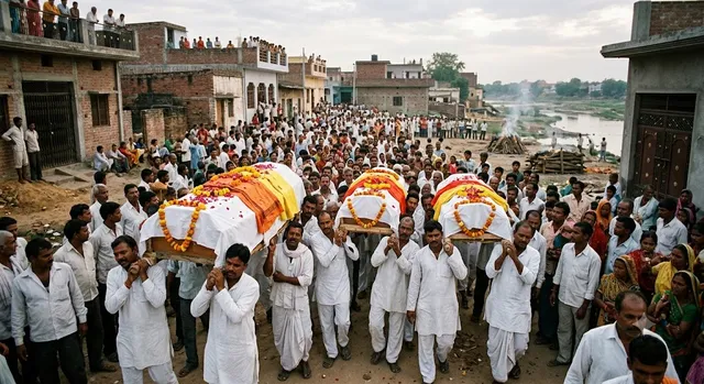 चित्रकूट में एक साथ उठीं तीन अर्थियां, पांच घरों को कराया खाली; पिता और दो मासूम बच्चों का हुआ अंतिम संस्कार
