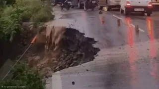 कालाअंब पांवटा साहिब एनएच पर जलभराव, ट्राला पलटा।