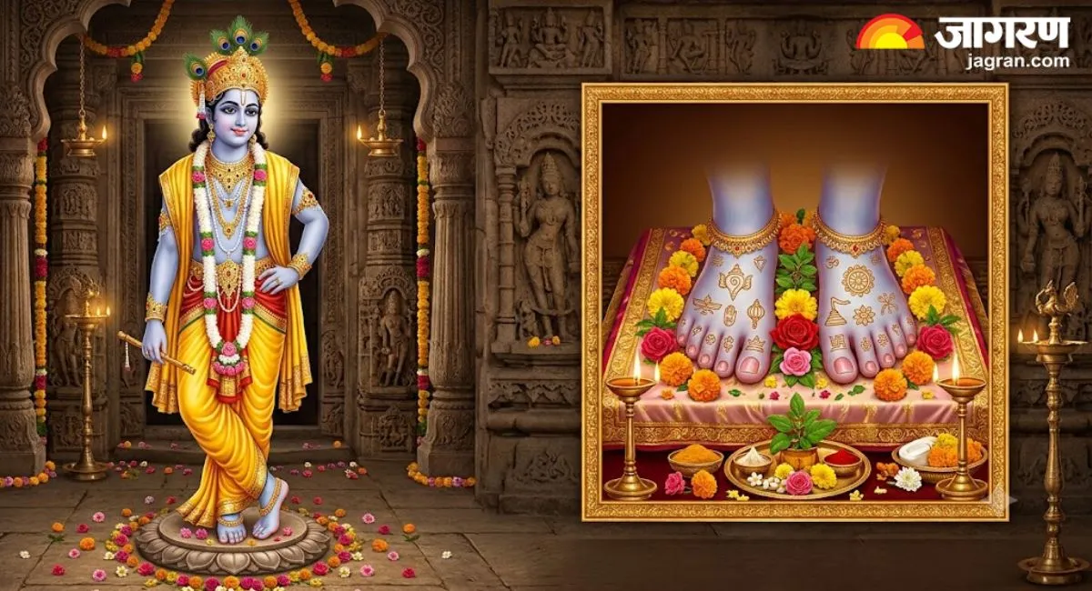 श्रीकृष्ण के पैरों में क्यों होते हैं शंख, चक्र और कमल? बहुत कम लोग जानते हैं इन दिव्य चिह्नों का रहस्य