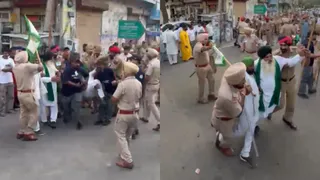 पुलिस से किसानों पर किया लाठीचार्ज। फोटो जागरण