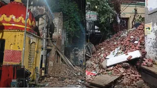 बरसात के चलते धराशायी हुए मकान