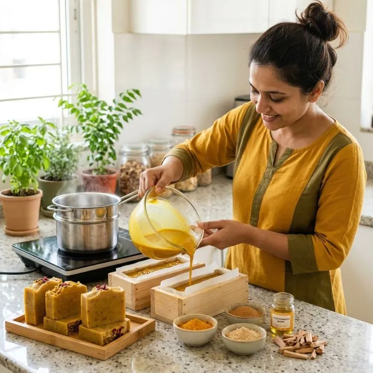 Ghar Par Banaye Haldi-Chandan Soap