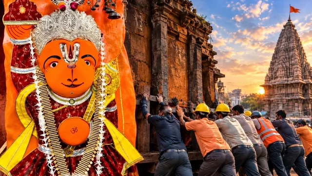 4 दिन तक चली कोशिशें, 4 बार नाकाम हुई क्रेन... उज्जैन में खड़े हनुमान की प्रतिमा टस से मस नहीं; अब वैज्ञानिक पद्धति अपनाने की तैयारी