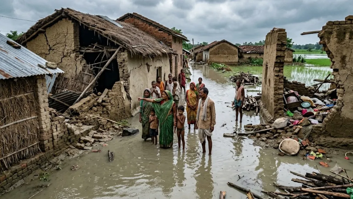 यूपी में नदियों के उतार-चढ़ाव के बीच जनजीवन अस्त-व्यस्त, कच्चा मकान और  दीवारें ढहने से कई लोगों ने गंवाई जान - up floods rivers fluctuate lives  disrupted deaths reported