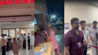 शारदा अस्पताल पहुंची महिला की मौत। (वीडियो ग्रैब)