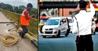 जाजमऊ पुल मरम्मत कार्य के लिए तैयारी करता मजदूर। एनएचएआई