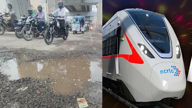 ऊपर नमो भारत ट्रेन की तेज चाल, नीचे गड्ढों में फंसा ट्रैफिक; WHO के मानकों को मुंह चिढ़ाती मेरठ की मुख्य सड़क