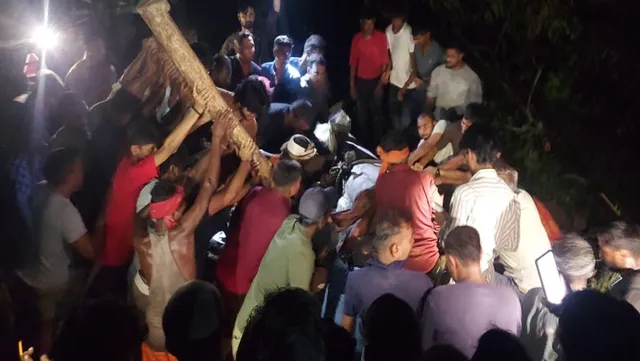 गाजीपुर में पेड़ गिरने से मजदूर दबा, निकालने के लिए शुरू हुई कड़ी मशक्कत