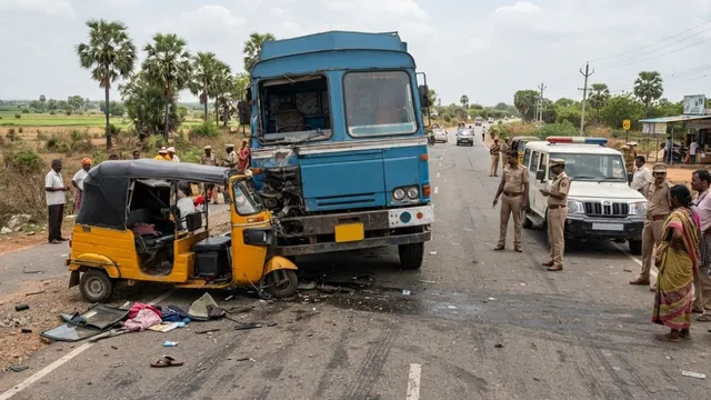 आंध्र प्रदेश में लॉरी और ऑटो की भीषण टक्कर, तीन लोगों की मौत