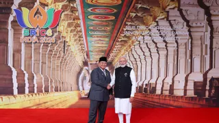 ब्रिक्स के मंच से पीएम मोदी का दक्षिण वाला दांव। (X- @BJP4India)