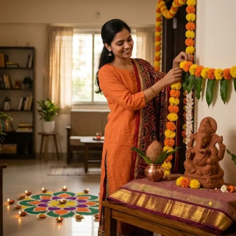 Ganesh Chaturthi decoration at home