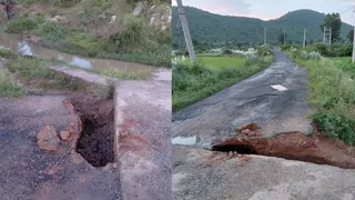 क्षतिग्रस्त सड़क। फोटो जागरण