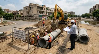डीएलएफ फेज-2 में जलनिकासी के लिए ट्रेंचलेस तकनीक से पाइपलाइन बिछाई जाएगी। (एआई जेनरेटेड इमेज)