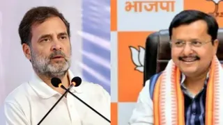 कांग्रेस नेता राहुल गांधी व भाजपा अध्यक्ष नितिन नवीन।