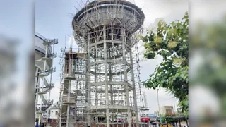ज्वाला नगर में निर्माणाधीन पानी की टंकी। जागरण