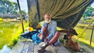 Bhagalpur Flood Ground Reality: अकबरनगर में बाढ़ का पानी घटते ही बंद हुए सामुदायिक किचन; NH-80 किनारे तंबू में मूढ़ी चबाकर दिन काट रहे 85 वर्षीय बुजुर्ग